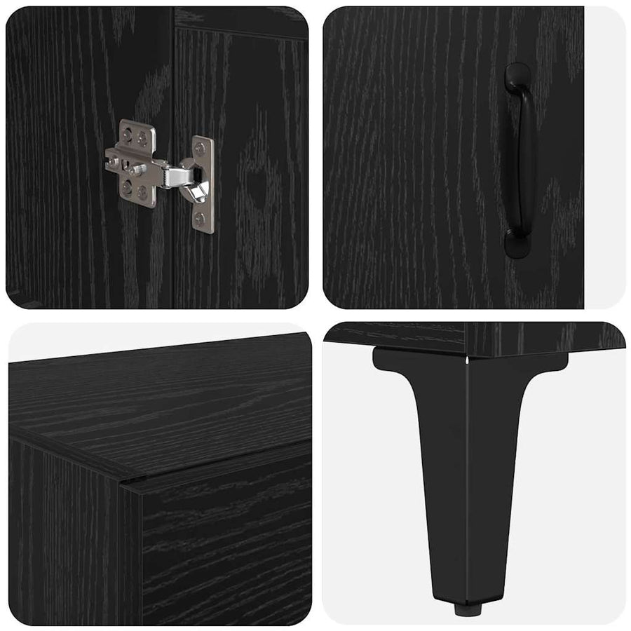Highboard Zwart Eiken 69,5 x 34 x 180 cm Bewerkt hout