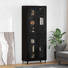 Highboard 69,5x34x180 cm zwart eiken bewerkt hout