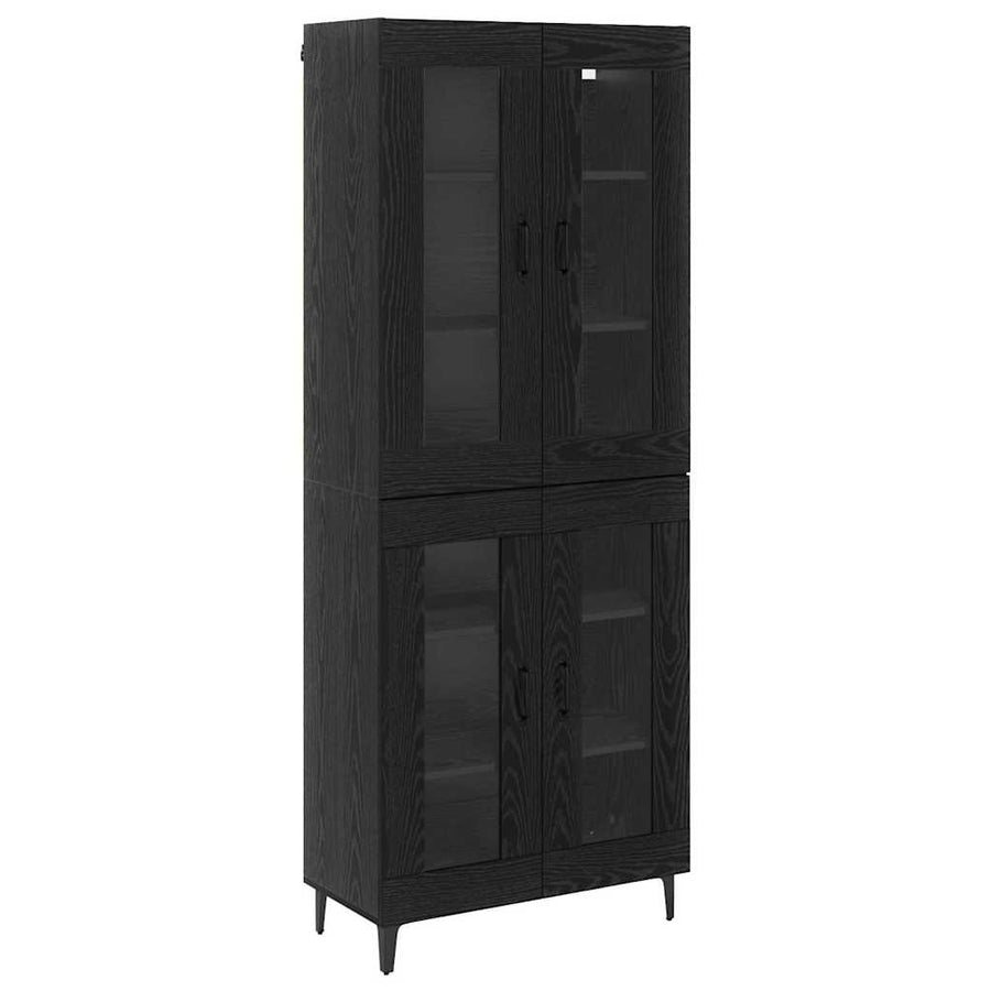 Highboard Zwart Eiken 69,5 x 34 x 180 cm Bewerkt hout