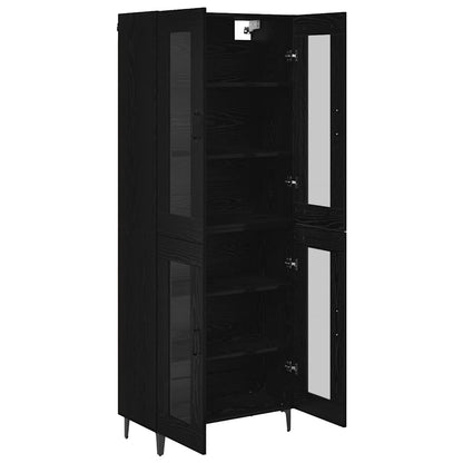 Highboard Zwart Eiken 69,5 x 34 x 180 cm Bewerkt hout