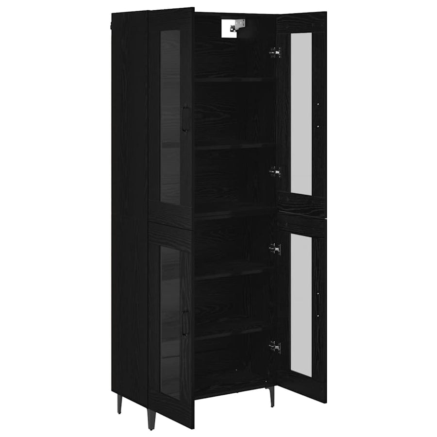 Highboard Zwart Eiken 69,5 x 34 x 180 cm Bewerkt hout