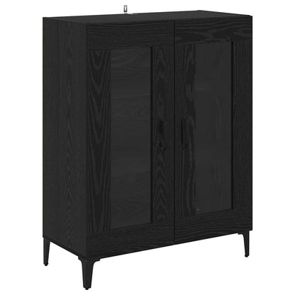 Highboard Zwart Eiken 69,5 x 34 x 180 cm Bewerkt hout