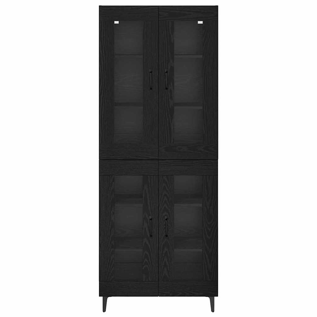 Highboard Zwart Eiken 69,5 x 34 x 180 cm Bewerkt hout