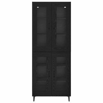 Highboard Zwart Eiken 69,5 x 34 x 180 cm Bewerkt hout
