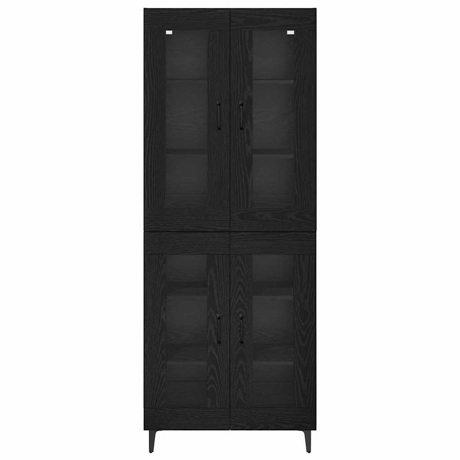 Highboard Zwart Eiken 69,5 x 34 x 180 cm Bewerkt hout