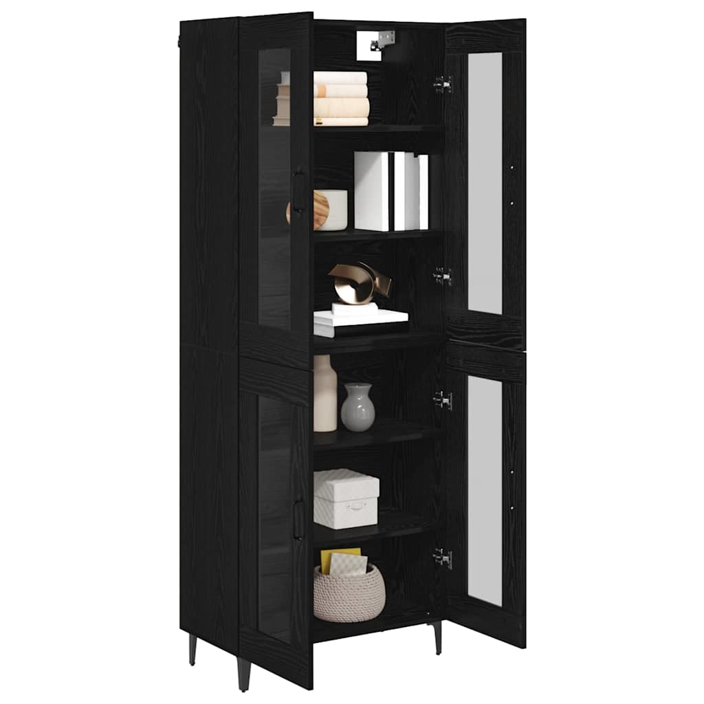 Highboard Zwart Eiken 69,5 x 34 x 180 cm Bewerkt hout