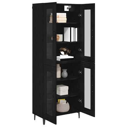 Highboard Zwart Eiken 69,5 x 34 x 180 cm Bewerkt hout