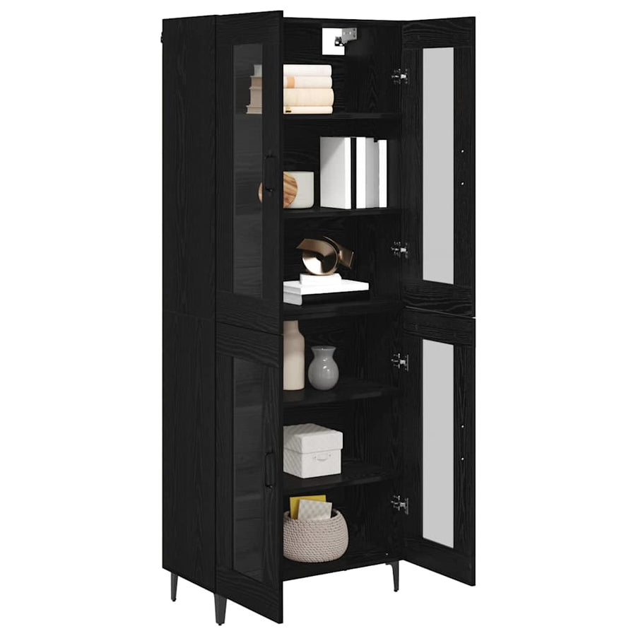 Highboard Zwart Eiken 69,5 x 34 x 180 cm Bewerkt hout