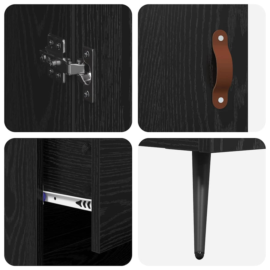 Highboard Kast Wandgemonteerd 2 pcs Zwart Eiken Bewerkt hout