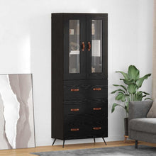 Highboard Kast Wandgemonteerd 2 pcs Zwart Eiken Bewerkt hout
