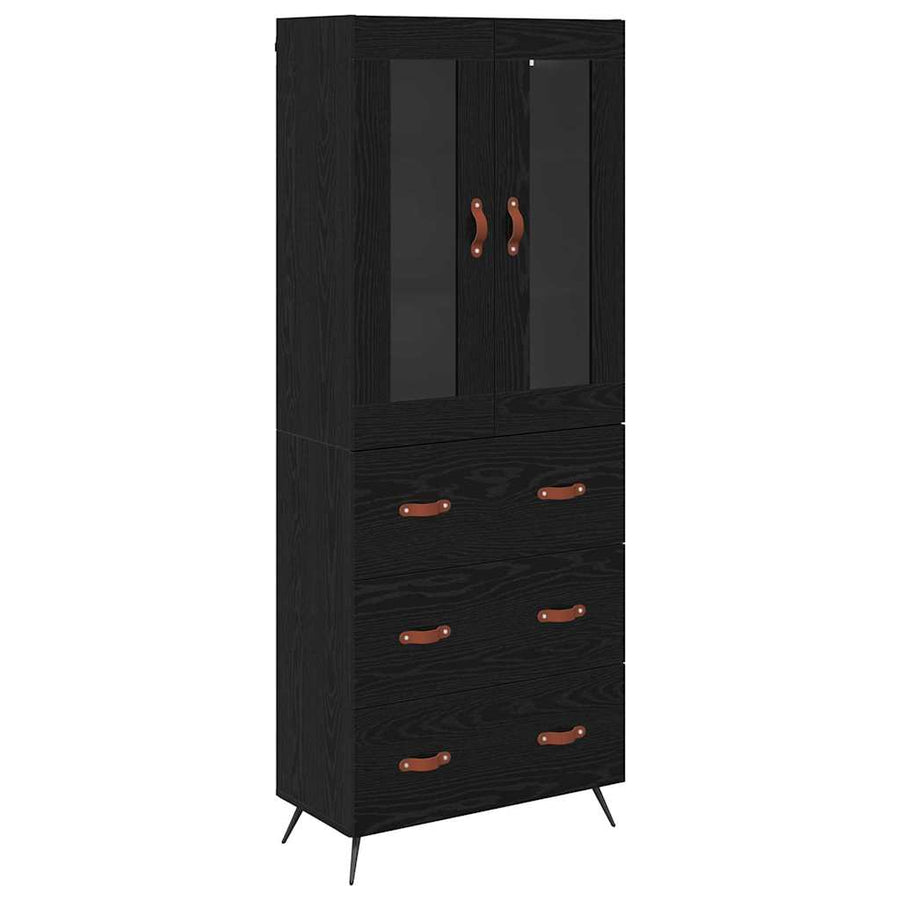 Highboard Kast Wandgemonteerd 2 pcs Zwart Eiken Bewerkt hout