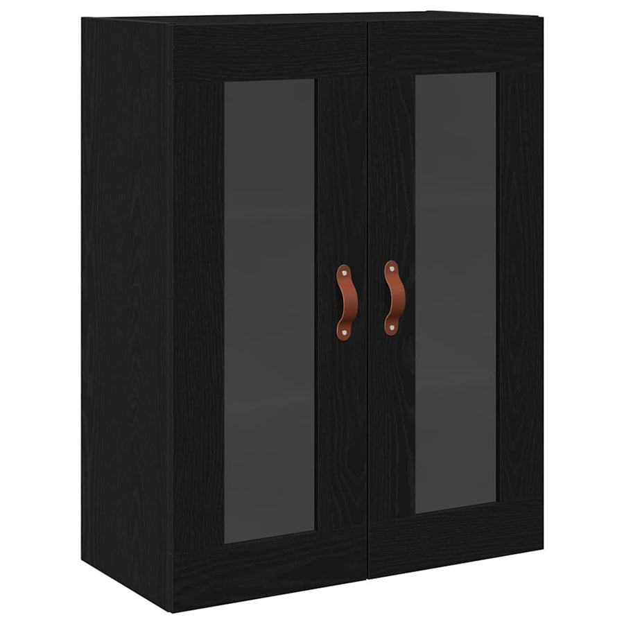 Highboard Kast Wandgemonteerd 2 pcs Zwart Eiken Bewerkt hout