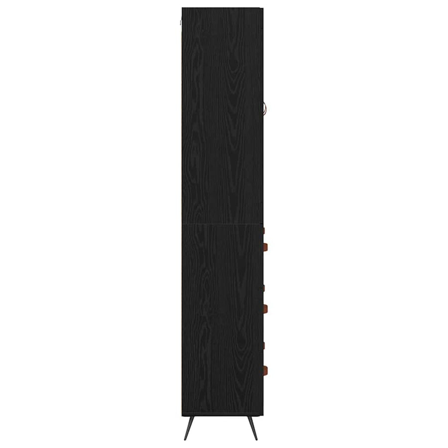 Highboard Kast Wandgemonteerd 2 pcs Zwart Eiken Bewerkt hout