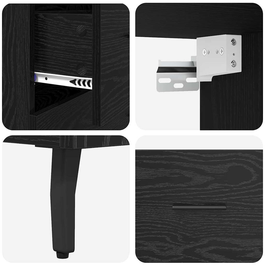 Highboard 2 pcs Zwart Eiken 69,5 x 34 x 180 cm Bewerkt hout
