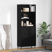 Hoge kast zwart eiken 69,5x34x180 cm met lade