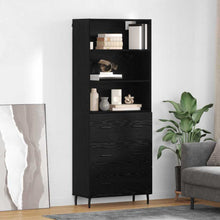Highboard 2 pcs Zwart Eiken 69,5 x 34 x 180 cm Bewerkt hout