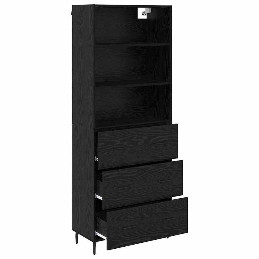 Highboard 2 pcs Zwart Eiken 69,5 x 34 x 180 cm Bewerkt hout