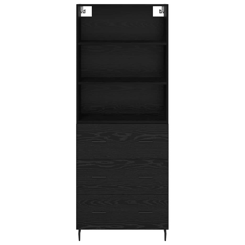 Highboard 2 pcs Zwart Eiken 69,5 x 34 x 180 cm Bewerkt hout