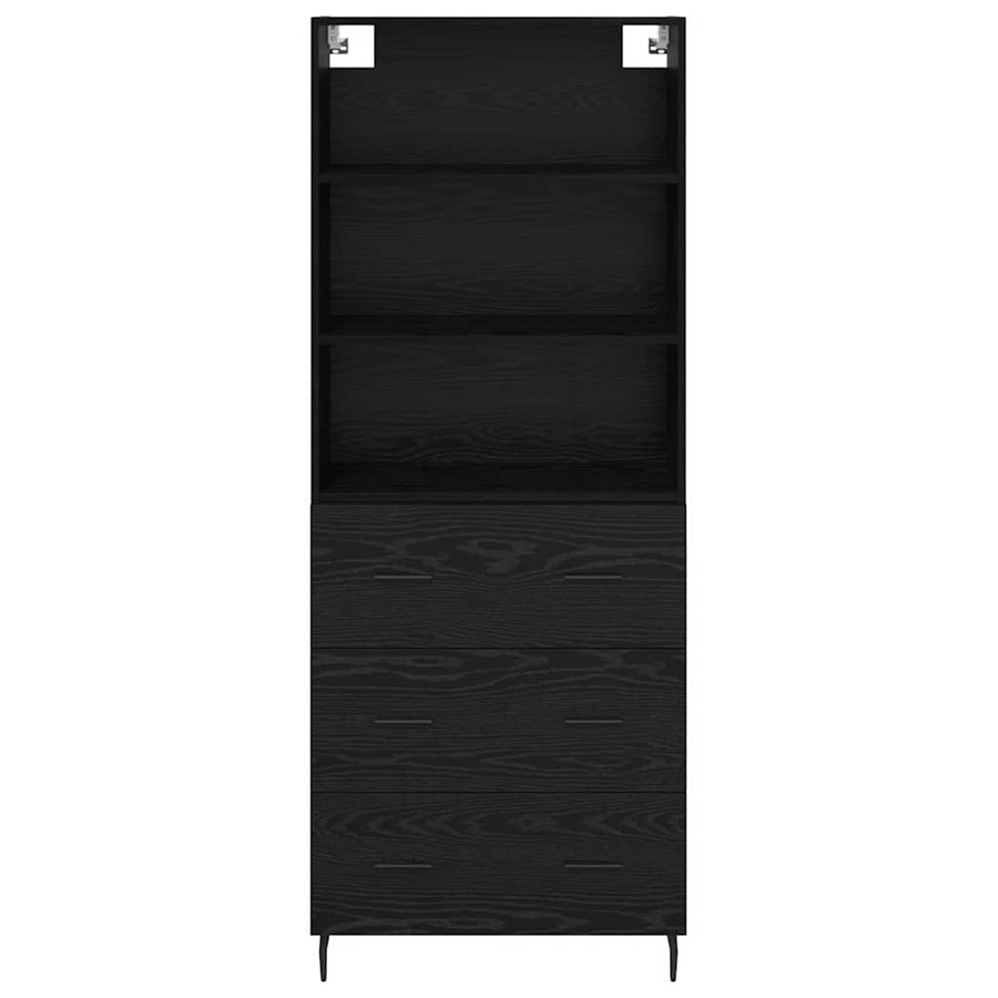 Highboard 2 pcs Zwart Eiken 69,5 x 34 x 180 cm Bewerkt hout