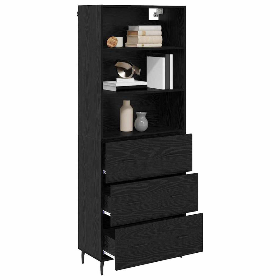 Highboard 2 pcs Zwart Eiken 69,5 x 34 x 180 cm Bewerkt hout