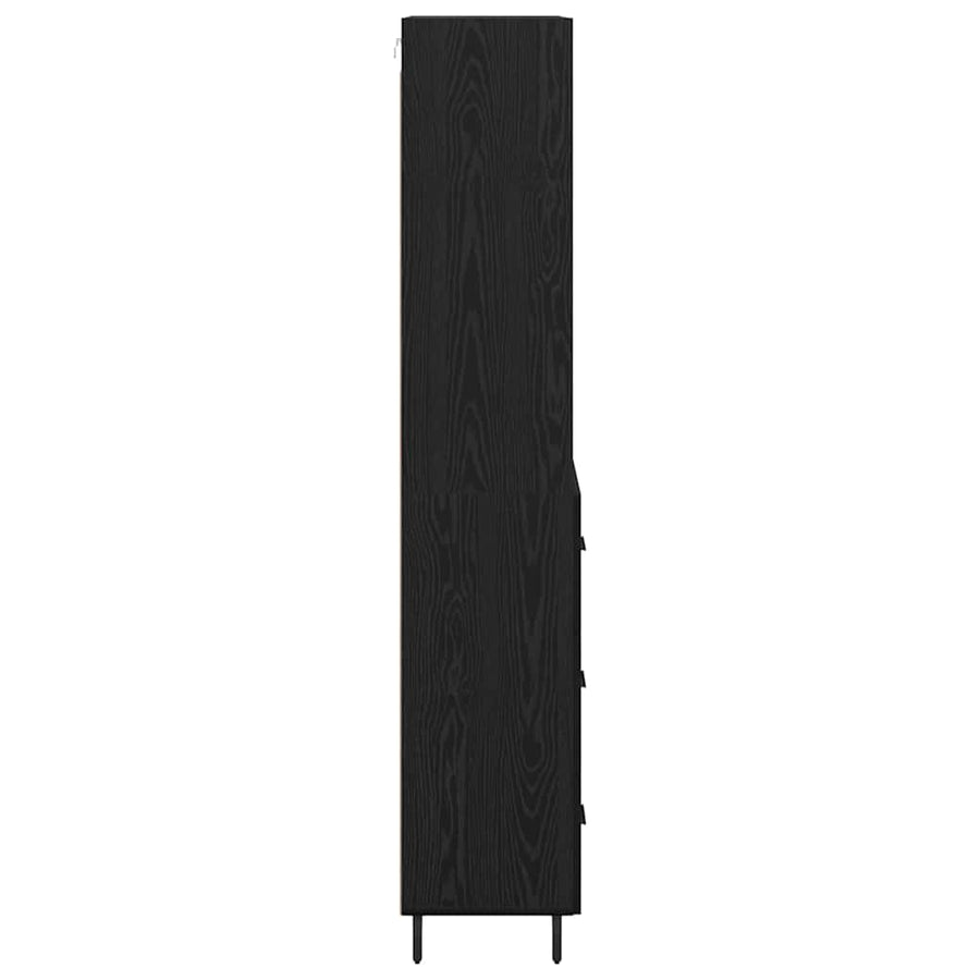 Highboard 2 pcs Zwart Eiken 69,5 x 34 x 180 cm Bewerkt hout