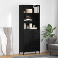 Hoge kast met lade Zwart Eiken 69,5 x 34 x 180 cm Bewerkt hout