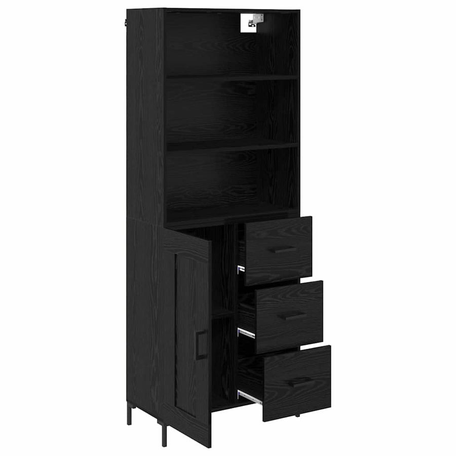 Highboard Wandgemonteerd 2 pcs Zwart Eiken Bewerkt hout