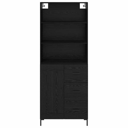 Highboard Wandgemonteerd 2 pcs Zwart Eiken Bewerkt hout