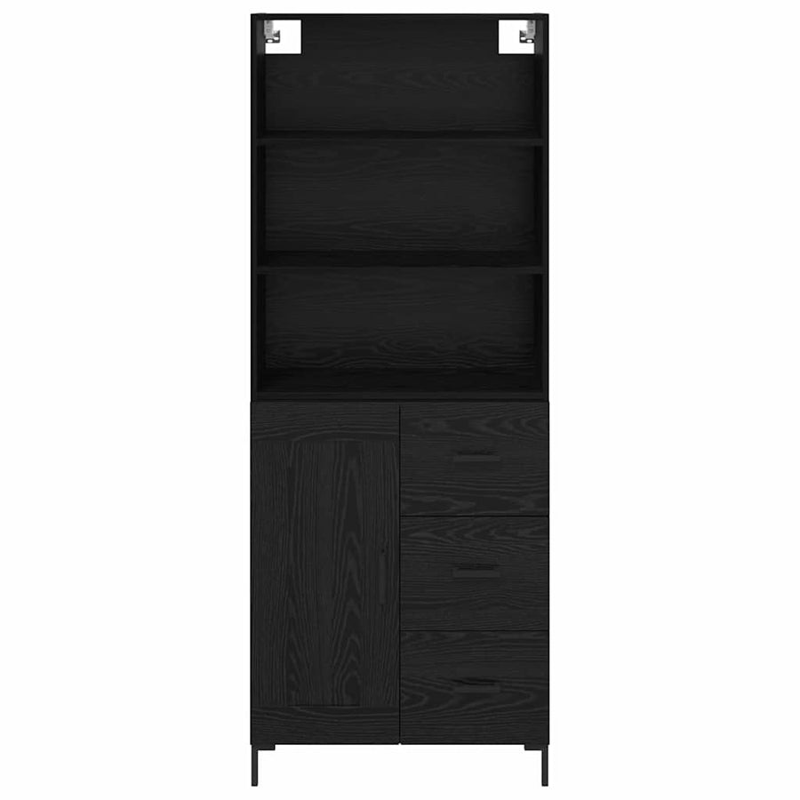 Highboard Wandgemonteerd 2 pcs Zwart Eiken Bewerkt hout
