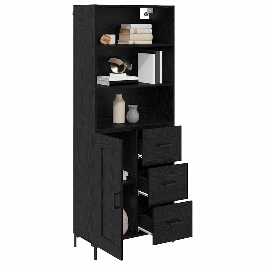 Highboard Wandgemonteerd 2 pcs Zwart Eiken Bewerkt hout