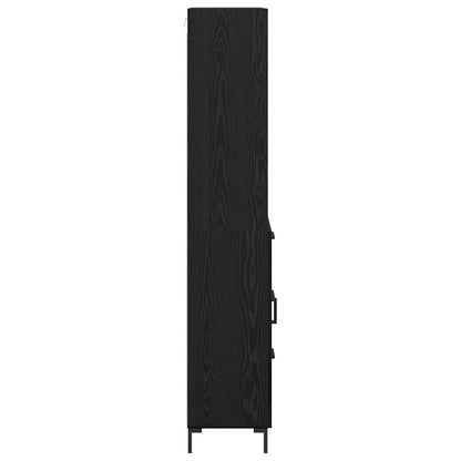 Highboard Wandgemonteerd 2 pcs Zwart Eiken Bewerkt hout