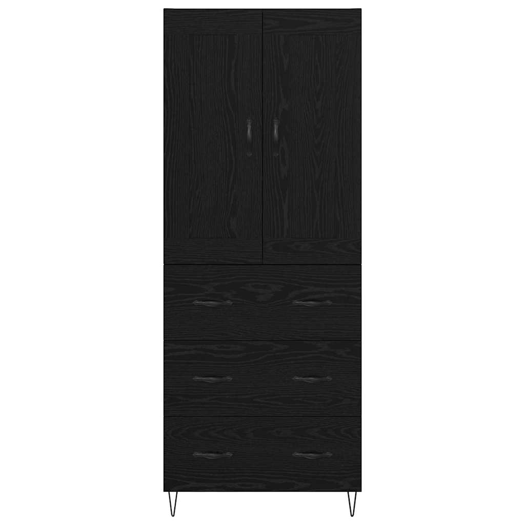 Highboard met lade Zwart Eiken 69,5 x 34 x 180 cm Bewerkt hout