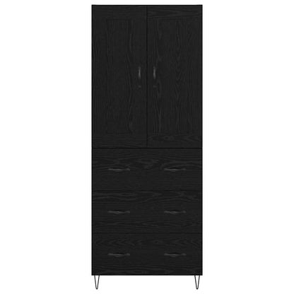 Highboard met lade Zwart Eiken 69,5 x 34 x 180 cm Bewerkt hout