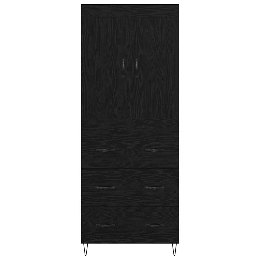 Highboard met lade Zwart Eiken 69,5 x 34 x 180 cm Bewerkt hout