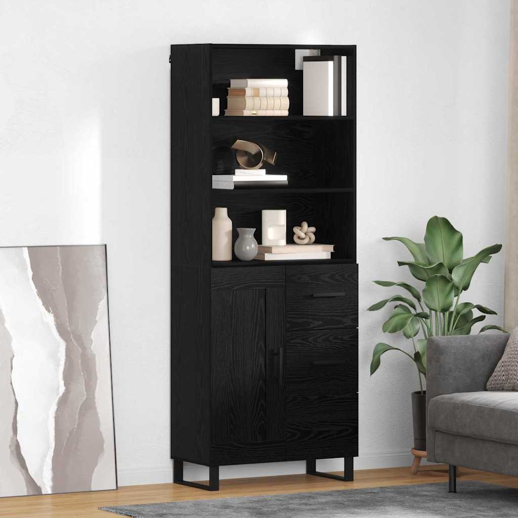 Highboard Wandgemonteerd 2 pcs Zwart Eiken Bewerkt hout