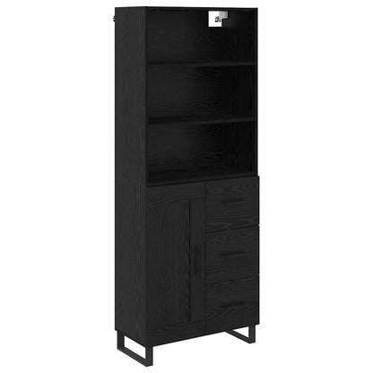 Highboard Wandgemonteerd 2 pcs Zwart Eiken Bewerkt hout