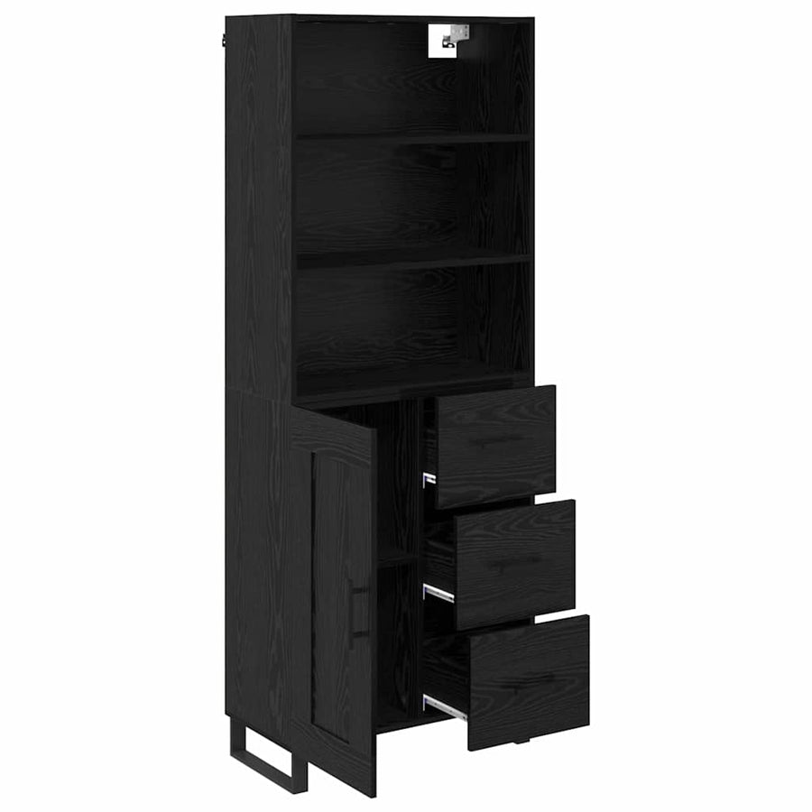 Highboard Wandgemonteerd 2 pcs Zwart Eiken Bewerkt hout