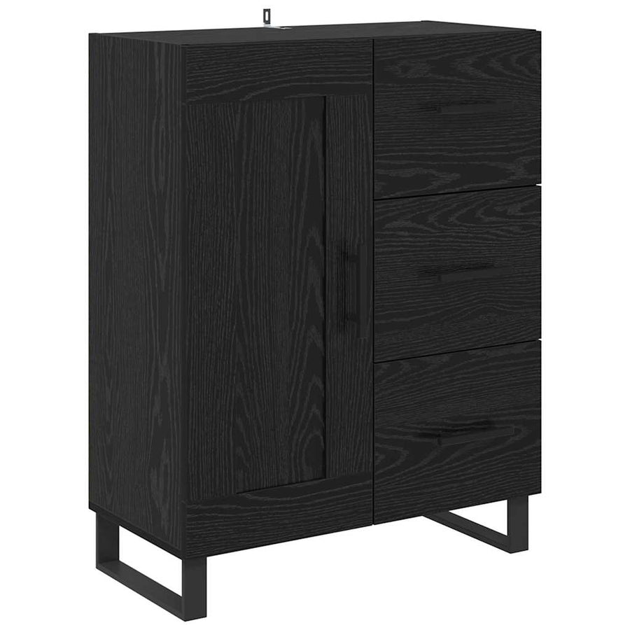 Highboard Wandgemonteerd 2 pcs Zwart Eiken Bewerkt hout