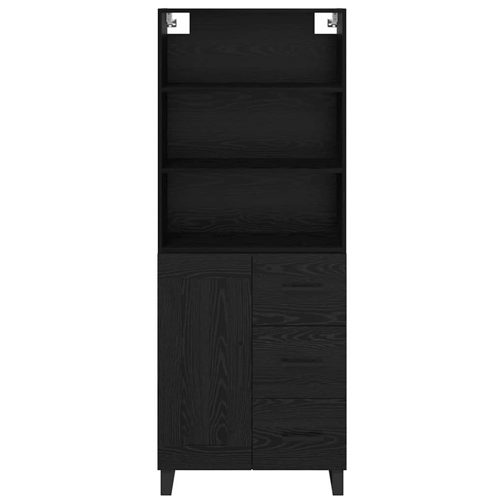 Highboard Wandgemonteerd 2 pcs Zwart Eiken Bewerkt hout
