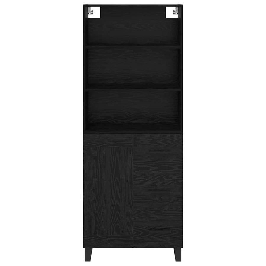 Highboard Wandgemonteerd 2 pcs Zwart Eiken Bewerkt hout