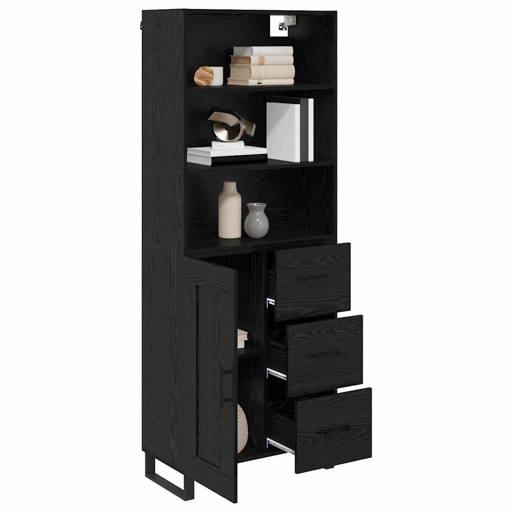 Highboard Wandgemonteerd 2 pcs Zwart Eiken Bewerkt hout