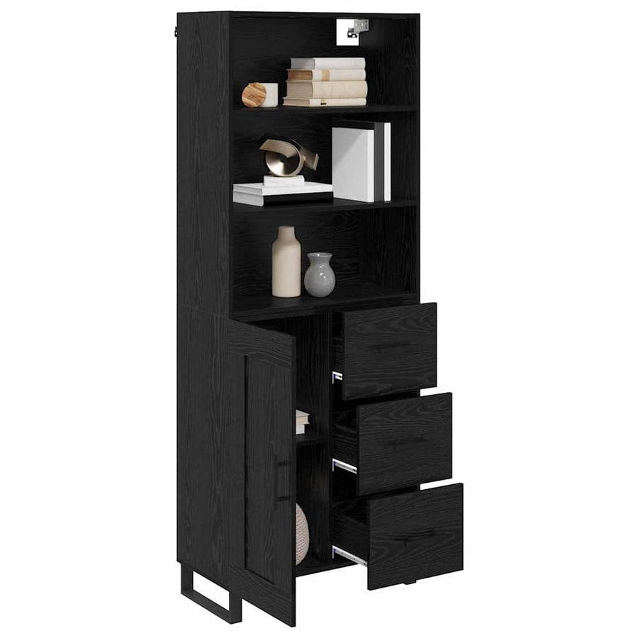 Highboard Wandgemonteerd 2 pcs Zwart Eiken Bewerkt hout