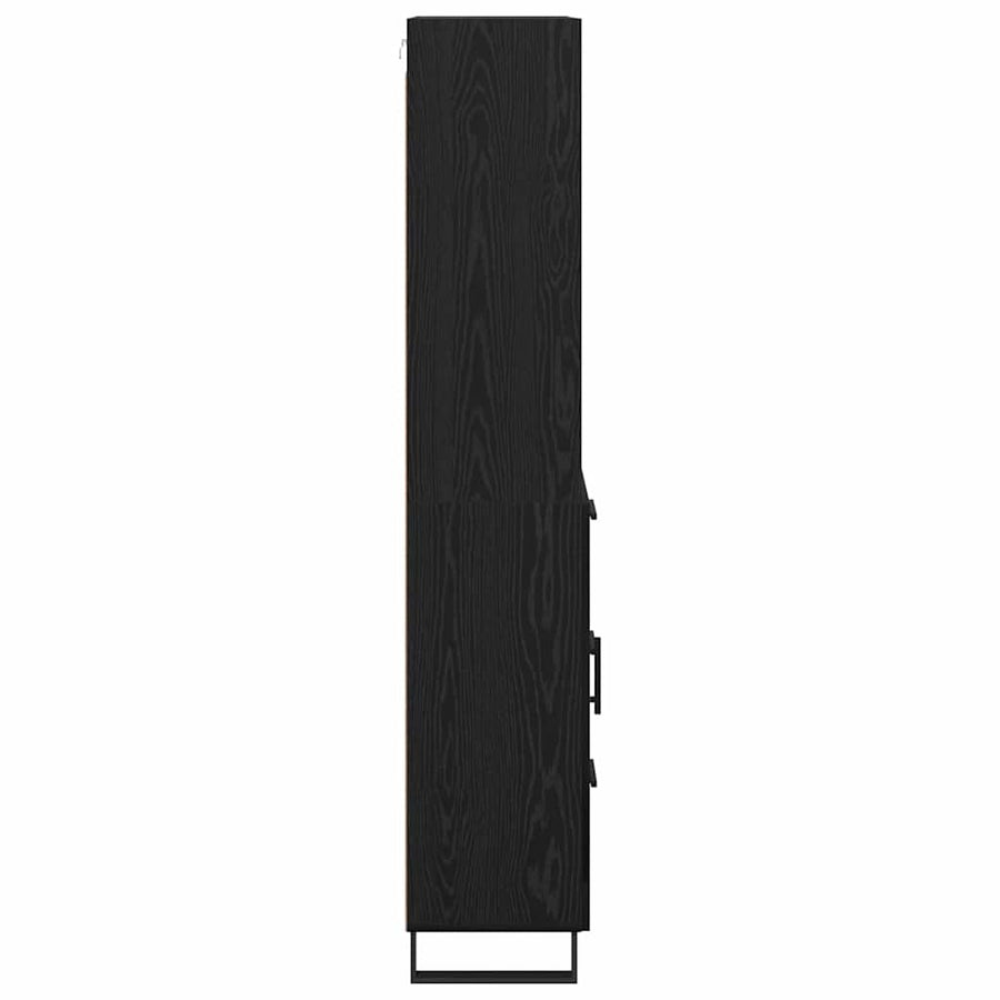 Highboard Wandgemonteerd 2 pcs Zwart Eiken Bewerkt hout