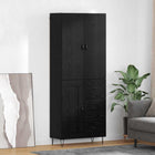 Highboard cabinet with drawer 2 pcs Black Oak Engineered wood and glass