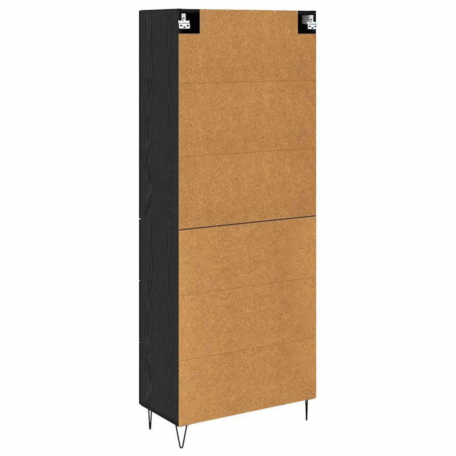 Highboard Wandgemonteerd 2 pcs Zwart Eiken Bewerkt hout