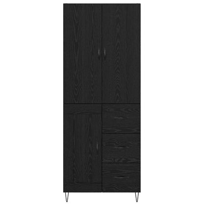 Highboard Wandgemonteerd 2 pcs Zwart Eiken Bewerkt hout