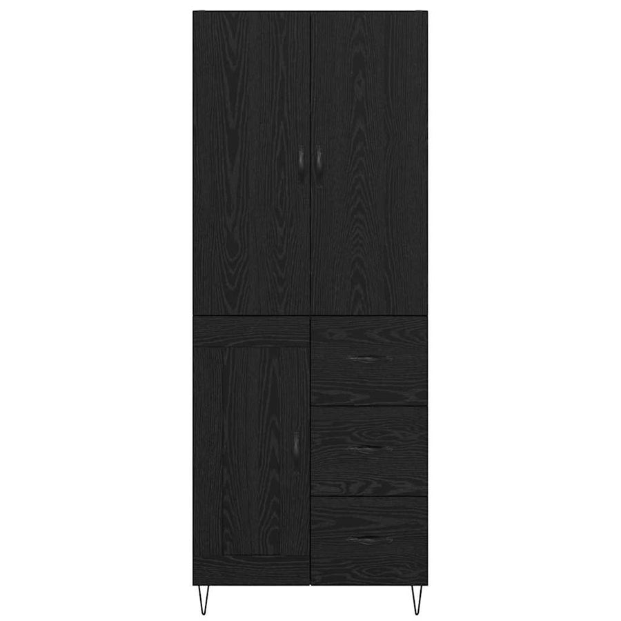 Highboard Wandgemonteerd 2 pcs Zwart Eiken Bewerkt hout
