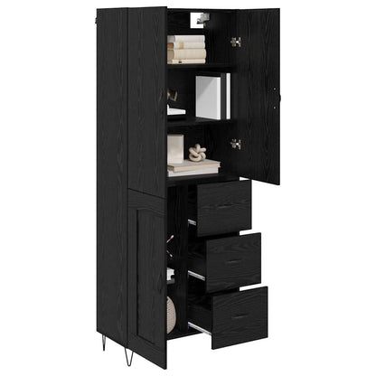 Highboard Wandgemonteerd 2 pcs Zwart Eiken Bewerkt hout