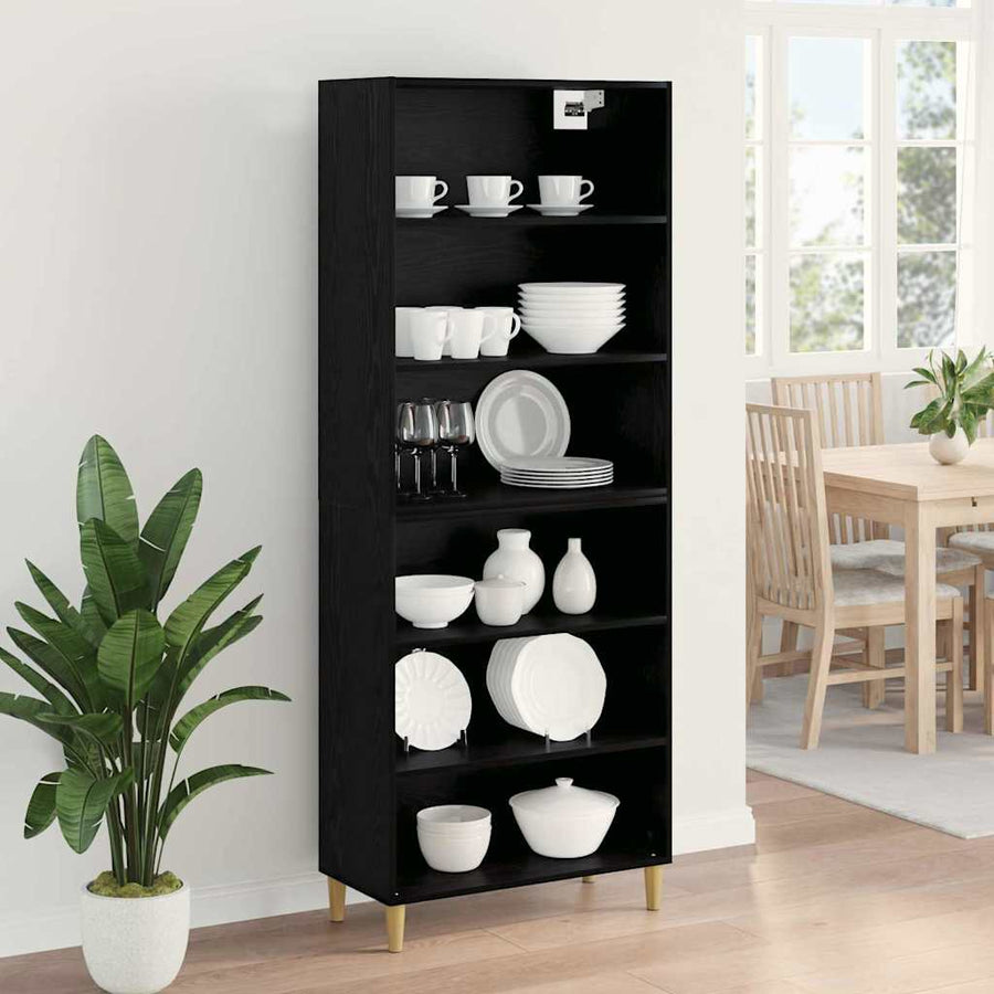 Highboard 2 pcs Zwart Eiken 69,5 x 32,5 x 180 cm Bewerkt hout