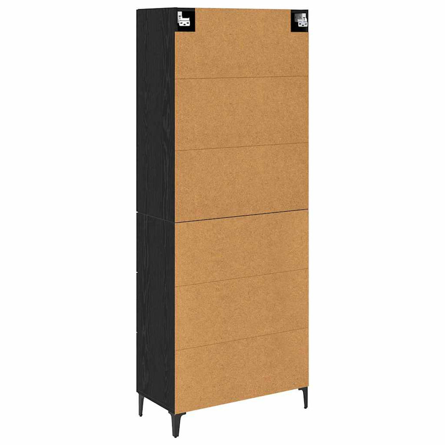 Highboard met lade Zwart Eiken 69,5 x 34 x 180 cm Bewerkt hout
